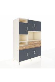 Kronos Dolap 9 Raflı 3 Çekmeceli 6 Kapaklı 132x59x195 Aytaşı-Antrasit/Çam