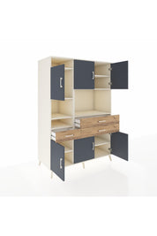 Kronos Dolap 9 Raflı 3 Çekmeceli 6 Kapaklı 132x59x195 Aytaşı-Antrasit/Çam