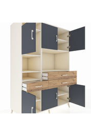 Kronos Dolap 9 Raflı 3 Çekmeceli 6 Kapaklı 132x59x195 Aytaşı-Antrasit/Çam