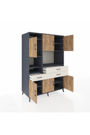 Kronos Dolap 9 Raflı 3 Çekmeceli 6 Kapaklı 132x59x195 Antrasit-Çam/Aytaşı