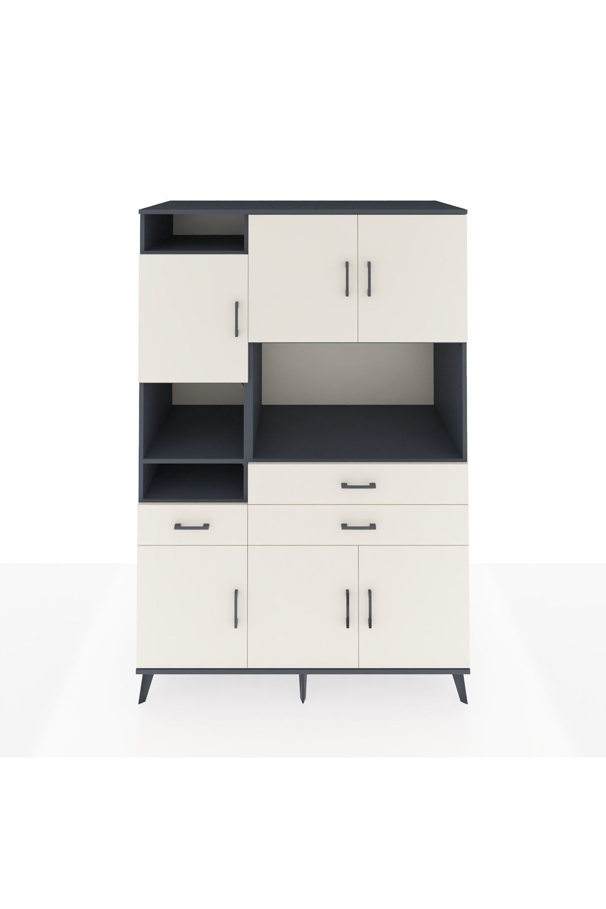 Kronos Dolap 9 Raflı 3 Çekmeceli 6 Kapaklı 132x59x195 Antrasit-Aytaşı/Aytaşı