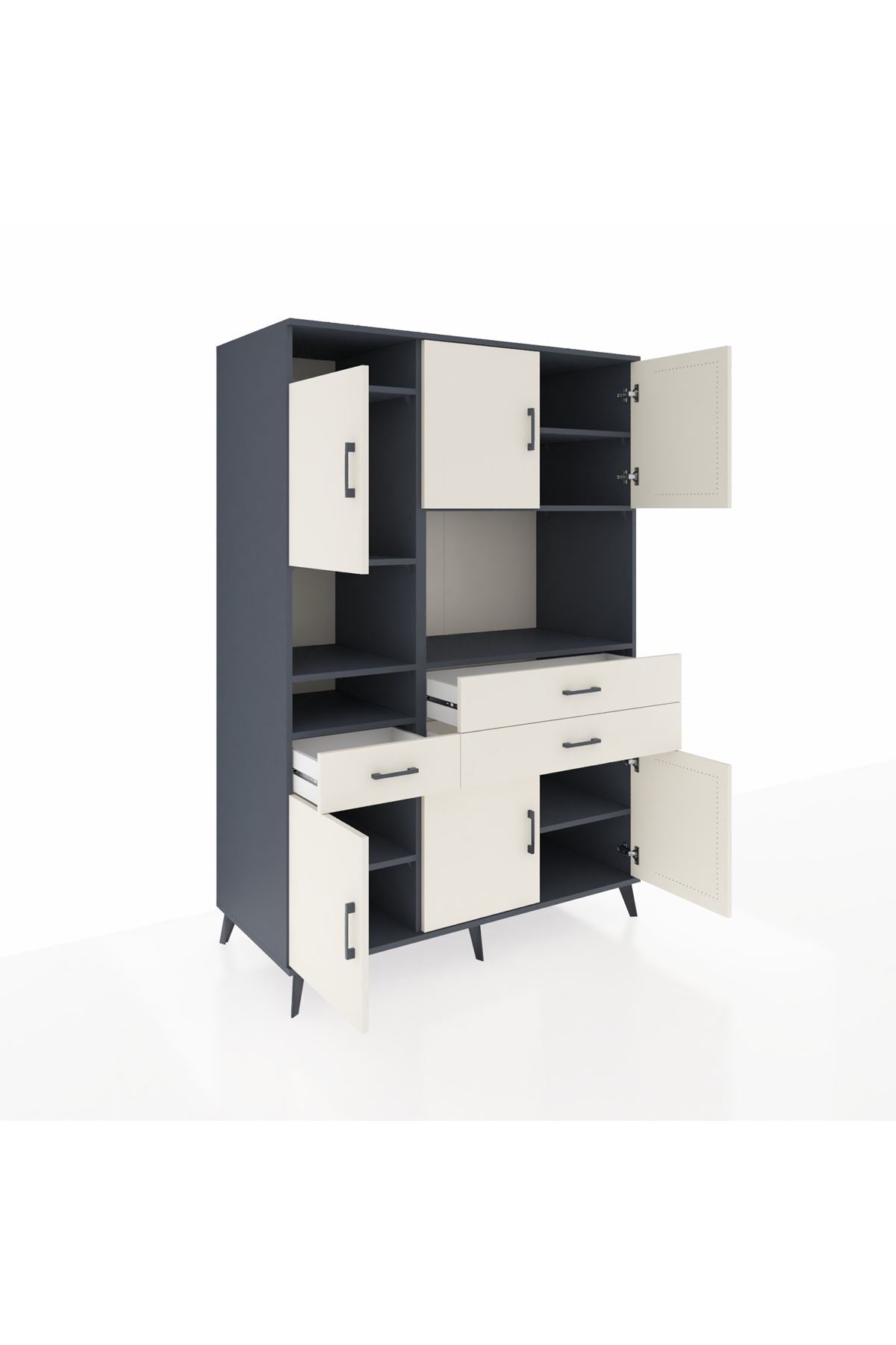 Kronos Dolap 9 Raflı 3 Çekmeceli 6 Kapaklı 132x59x195 Antrasit-Aytaşı/Aytaşı