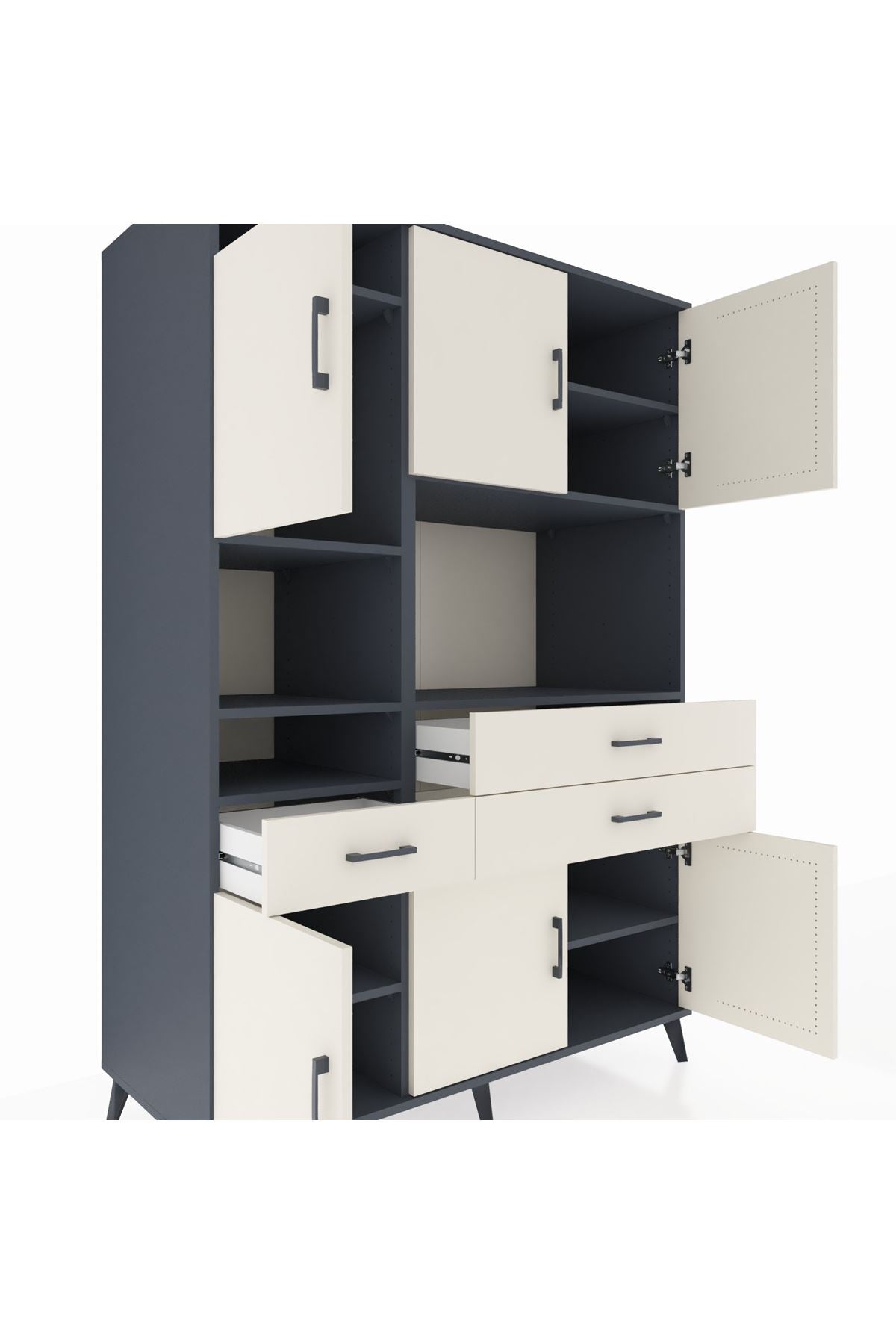 Kronos Dolap 9 Raflı 3 Çekmeceli 6 Kapaklı 132x59x195 Antrasit-Aytaşı/Aytaşı