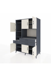 Kronos Dolap 9 Raflı 3 Çekmeceli 6 Kapaklı 132x59x195 Antrasit-Aytaşı/Antrasit