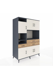 Kronos Dolap 9 Raflı 3 Çekmeceli 6 Kapaklı 132x59x195 Antrasit-Aytaşı/Çam