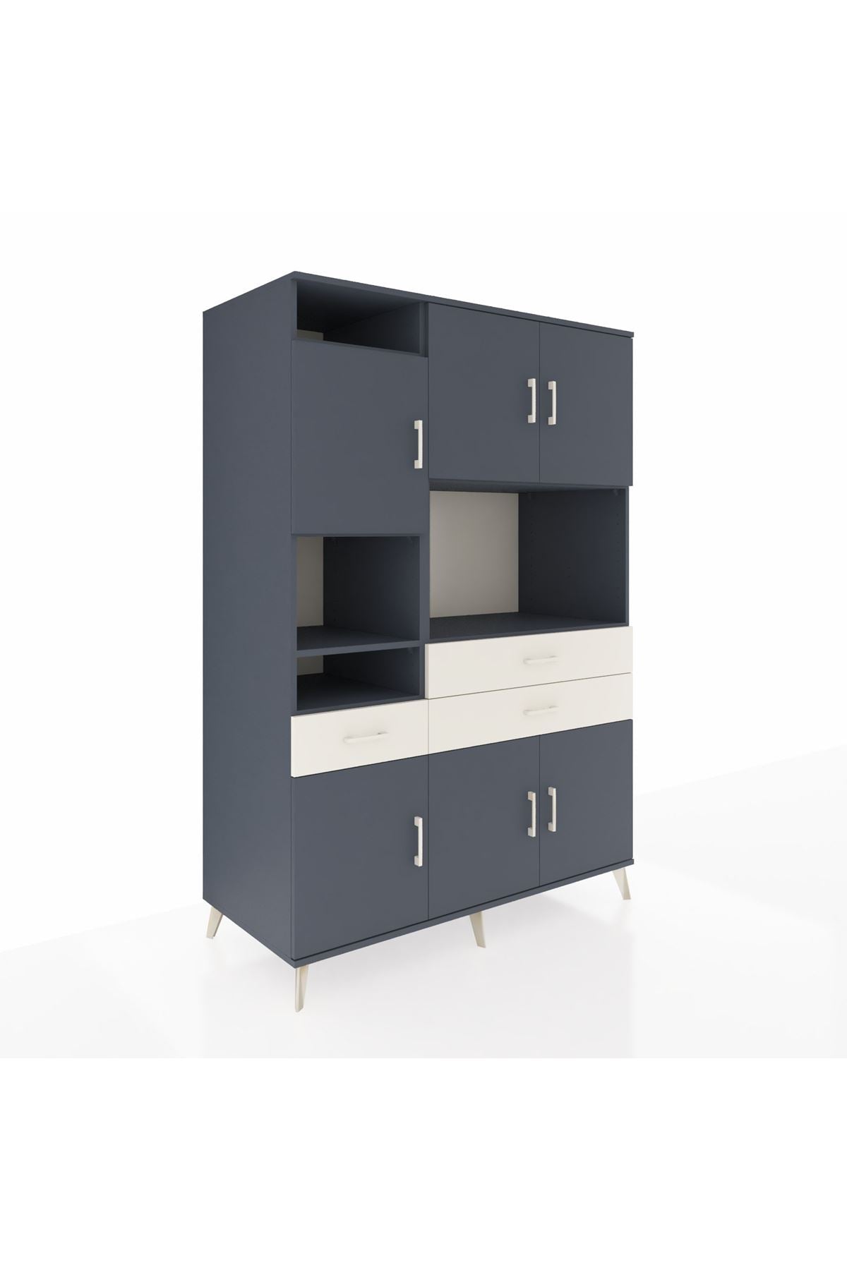 Kronos Dolap 9 Raflı 3 Çekmeceli 6 Kapaklı 132x59x195 Antrasit-Antrasit/Aytaşı