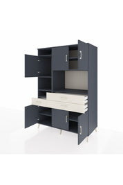 Kronos Dolap 9 Raflı 3 Çekmeceli 6 Kapaklı 132x59x195 Antrasit-Antrasit/Aytaşı