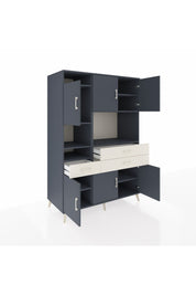 Kronos Dolap 9 Raflı 3 Çekmeceli 6 Kapaklı 132x59x195 Antrasit-Antrasit/Aytaşı