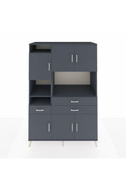 Kronos Dolap 9 Raflı 3 Çekmeceli 6 Kapaklı 132x59x195 Antrasit-Antrasit/Antrasit