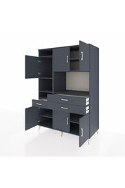 Kronos Dolap 9 Raflı 3 Çekmeceli 6 Kapaklı 132x59x195 Antrasit-Antrasit/Antrasit