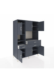 Kronos Dolap 9 Raflı 3 Çekmeceli 6 Kapaklı 132x59x195 Antrasit-Antrasit/Antrasit