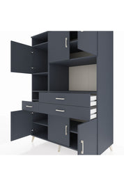 Kronos Dolap 9 Raflı 3 Çekmeceli 6 Kapaklı 132x59x195 Antrasit-Antrasit/Antrasit