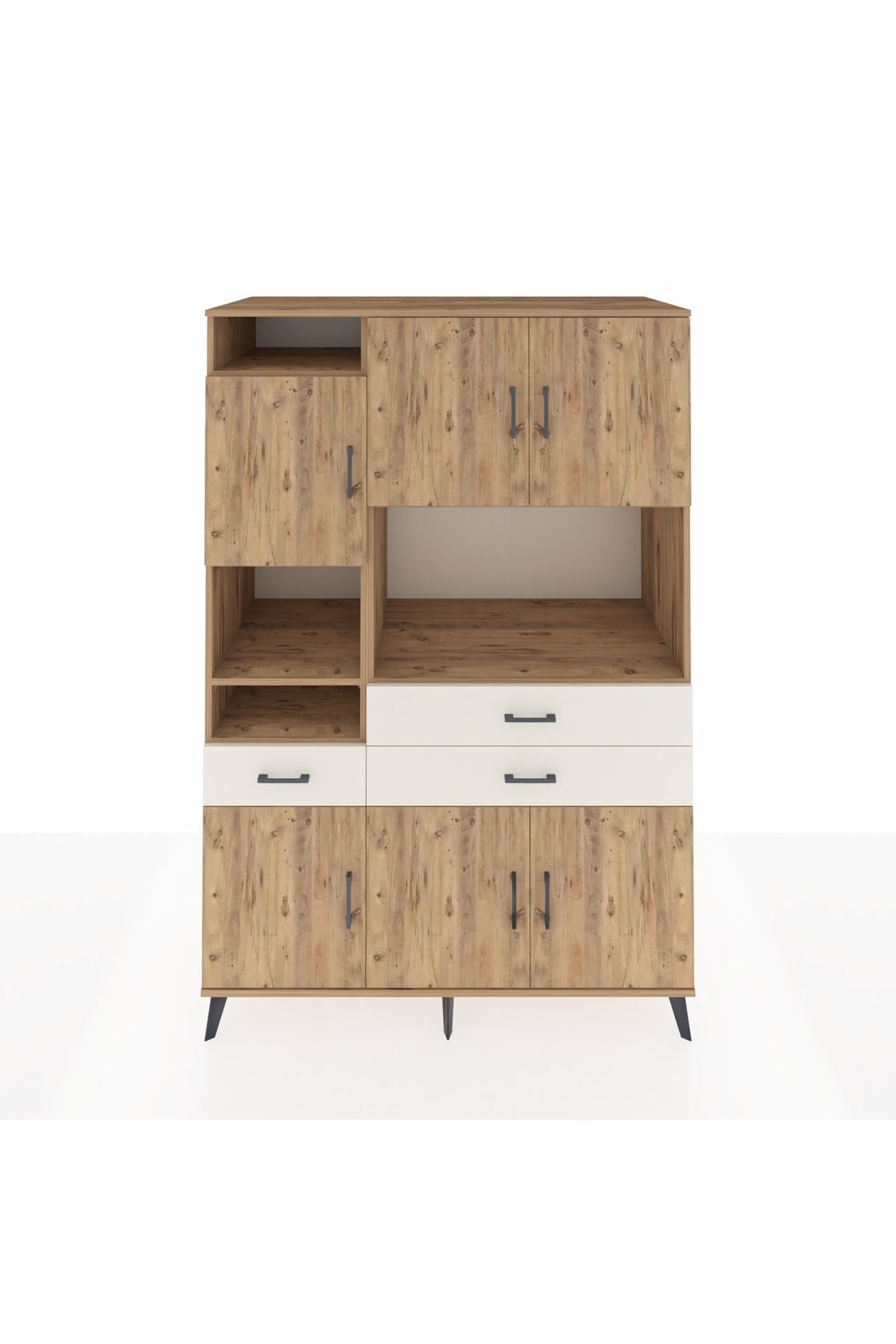 Kronos Dolap 9 Raflı 3 Çekmeceli 6 Kapaklı 132x59x195 Çam-Çam/Aytaşı