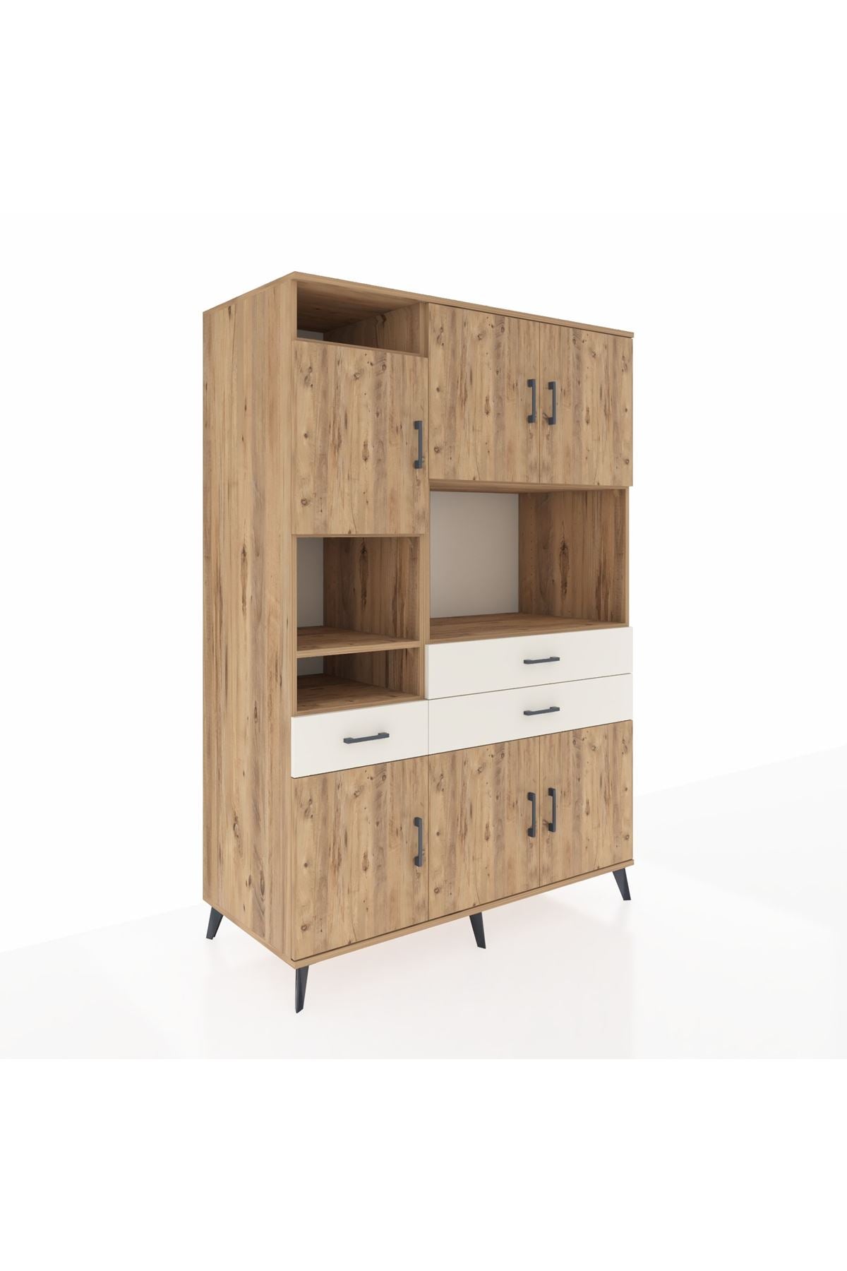 Kronos Dolap 9 Raflı 3 Çekmeceli 6 Kapaklı 132x59x195 Çam-Çam/Aytaşı