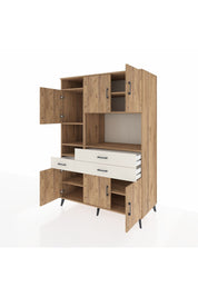 Kronos Dolap 9 Raflı 3 Çekmeceli 6 Kapaklı 132x59x195 Çam-Çam/Aytaşı