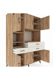 Kronos Dolap 9 Raflı 3 Çekmeceli 6 Kapaklı 132x59x195 Çam-Çam/Aytaşı