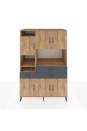 Kronos Dolap 9 Raflı 3 Çekmeceli 6 Kapaklı 132x59x195 Çam-Çam/Antrasit