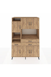 Kronos Dolap 9 Raflı 3 Çekmeceli 6 Kapaklı 132x59x195 Çam-Çam/Çam