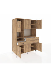 Kronos Dolap 9 Raflı 3 Çekmeceli 6 Kapaklı 132x59x195 Çam-Çam/Çam