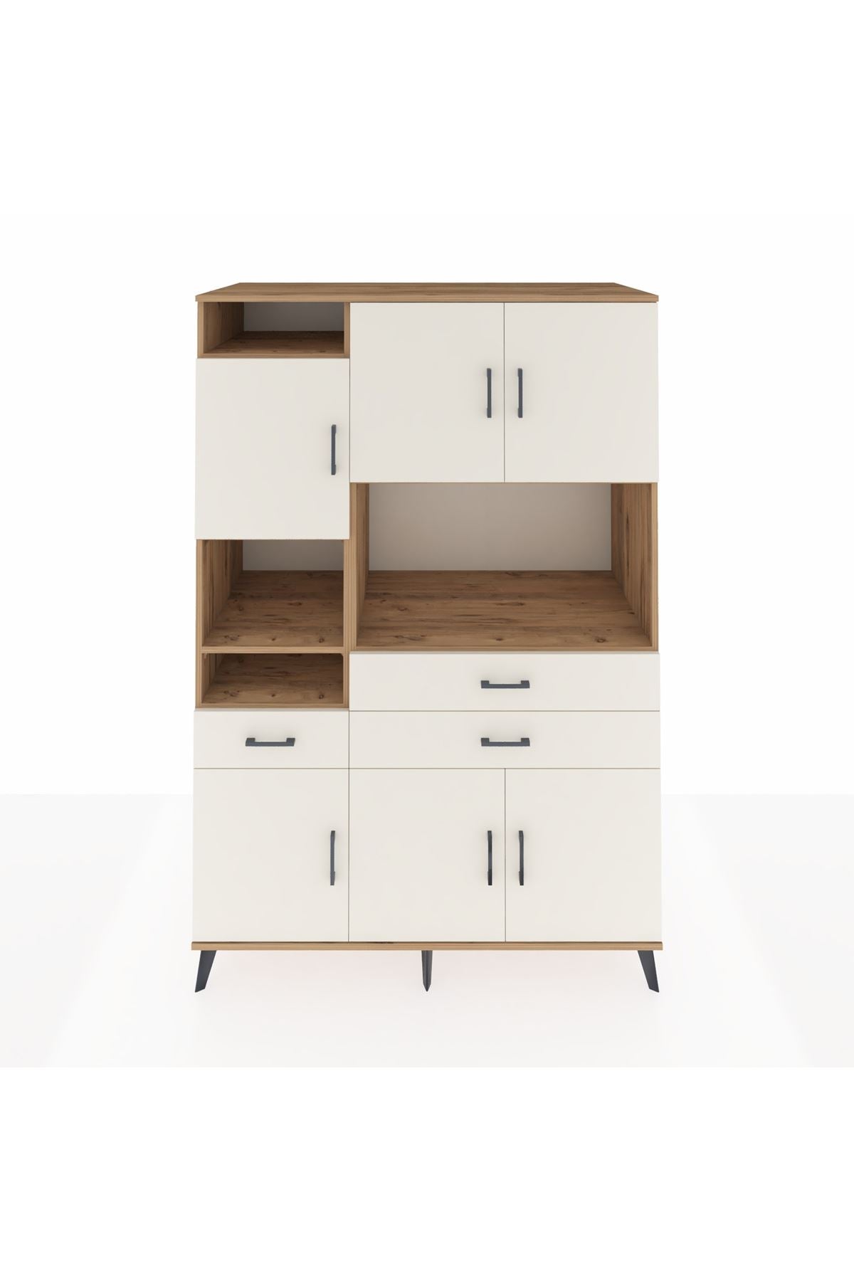 Kronos Dolap 9 Raflı 3 Çekmeceli 6 Kapaklı 132x59x195 Çam-Aytaşı/Aytaşı