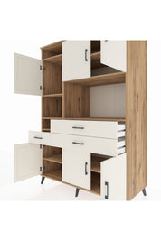 Kronos Dolap 9 Raflı 3 Çekmeceli 6 Kapaklı 132x59x195 Çam-Aytaşı/Aytaşı