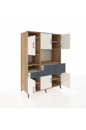 Kronos Dolap 9 Raflı 3 Çekmeceli 6 Kapaklı 132x59x195 Çam-Aytaşı/Antrasit