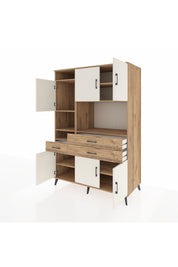 Kronos Dolap 9 Raflı 3 Çekmeceli 6 Kapaklı 132x59x195 Çam-Aytaşı/Çam