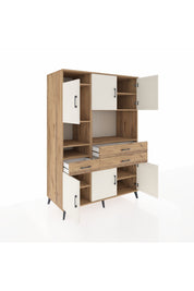 Kronos Dolap 9 Raflı 3 Çekmeceli 6 Kapaklı 132x59x195 Çam-Aytaşı/Çam