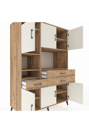 Kronos Dolap 9 Raflı 3 Çekmeceli 6 Kapaklı 132x59x195 Çam-Aytaşı/Çam