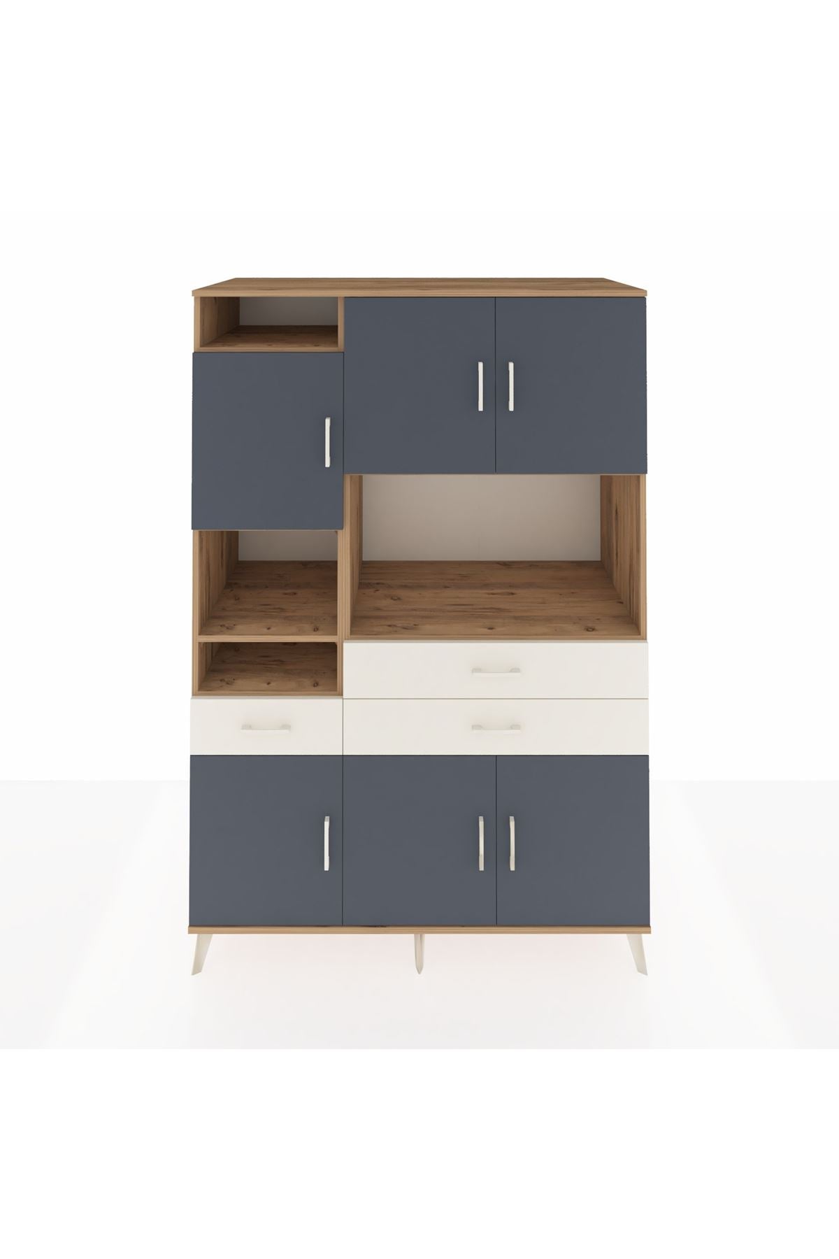 Kronos Dolap 9 Raflı 3 Çekmeceli 6 Kapaklı 132x59x195 Çam-Antrasit/Aytaşı