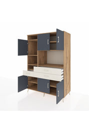 Kronos Dolap 9 Raflı 3 Çekmeceli 6 Kapaklı 132x59x195 Çam-Antrasit/Aytaşı