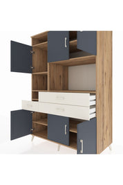 Kronos Dolap 9 Raflı 3 Çekmeceli 6 Kapaklı 132x59x195 Çam-Antrasit/Aytaşı