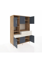 Kronos Dolap 9 Raflı 3 Çekmeceli 6 Kapaklı 132x59x195 Çam-Antrasit/Aytaşı