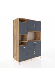 Kronos Dolap 9 Raflı 3 Çekmeceli 6 Kapaklı 132x59x195 Çam-Antrasit/Antrasit