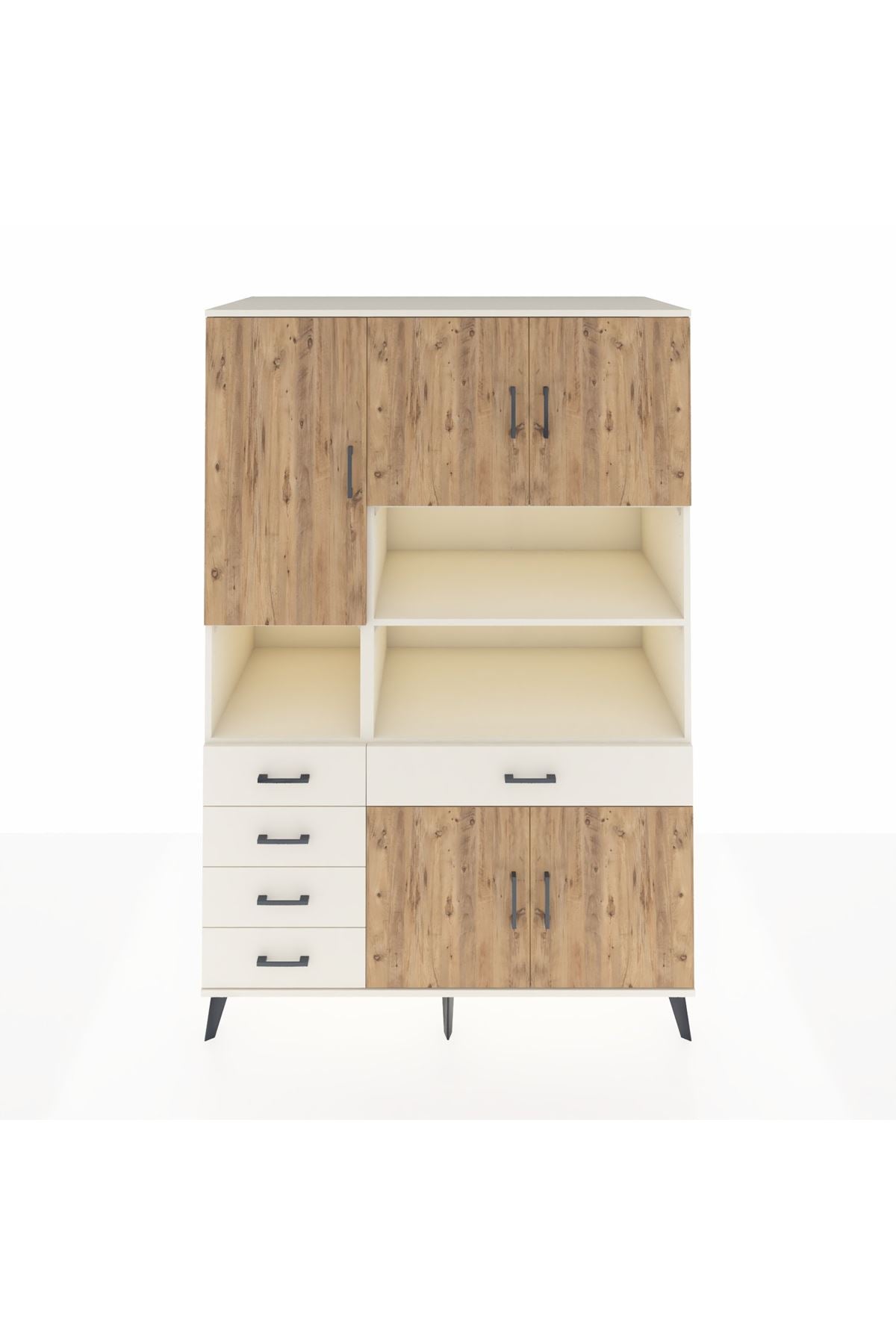 Kronos Dolap 9 Raflı 5 Çekmeceli 5 Kapaklı 132x59x195 Aytaşı-Çam/Aytaşı