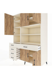 Kronos Dolap 9 Raflı 5 Çekmeceli 5 Kapaklı 132x59x195 Aytaşı-Çam/Aytaşı