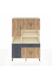 Kronos Dolap 9 Raflı 5 Çekmeceli 5 Kapaklı 132x59x195 Aytaşı-Çam/Antrasit