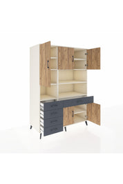 Kronos Dolap 9 Raflı 5 Çekmeceli 5 Kapaklı 132x59x195 Aytaşı-Çam/Antrasit