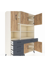 Kronos Dolap 9 Raflı 5 Çekmeceli 5 Kapaklı 132x59x195 Aytaşı-Çam/Antrasit