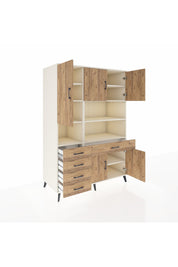 Kronos Dolap 9 Raflı 5 Çekmeceli 5 Kapaklı 132x59x195 Aytaşı-Çam/Çam