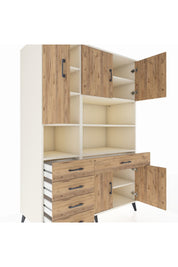 Kronos Dolap 9 Raflı 5 Çekmeceli 5 Kapaklı 132x59x195 Aytaşı-Çam/Çam