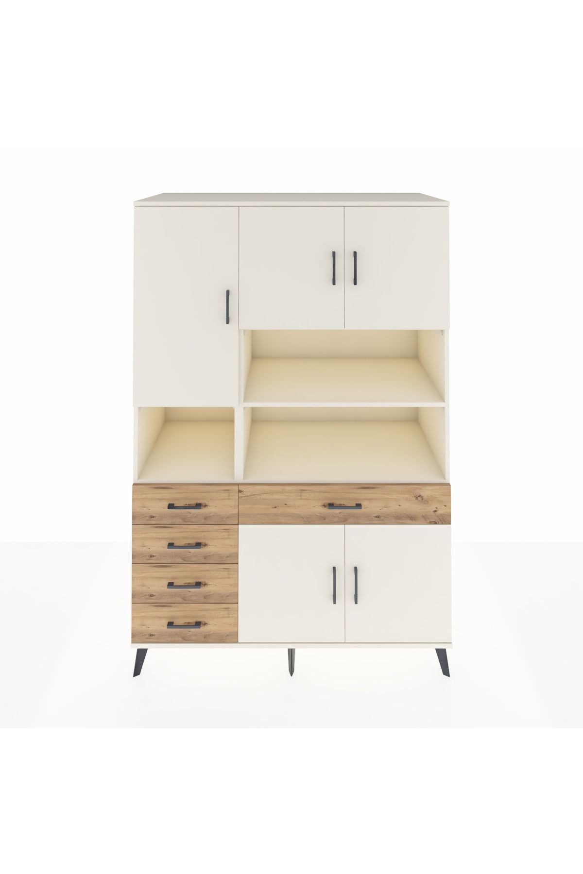 Kronos Dolap 9 Raflı 5 Çekmeceli 5 Kapaklı 132x59x195 Aytaşı-Aytaşı/Çam