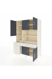 Kronos Dolap 9 Raflı 5 Çekmeceli 5 Kapaklı 132x59x195 Aytaşı-Antrasit/Aytaşı