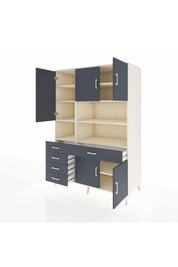 Kronos Dolap 9 Raflı 5 Çekmeceli 5 Kapaklı 132x59x195 Aytaşı-Antrasit/Antrasit