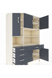 Kronos Dolap 9 Raflı 5 Çekmeceli 5 Kapaklı 132x59x195 Aytaşı-Antrasit/Antrasit