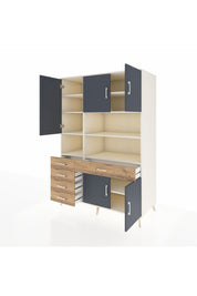 Kronos Dolap 9 Raflı 5 Çekmeceli 5 Kapaklı 132x59x195 Aytaşı-Antrasit/Çam