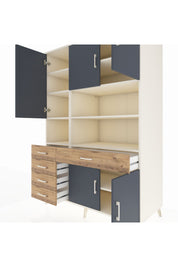 Kronos Dolap 9 Raflı 5 Çekmeceli 5 Kapaklı 132x59x195 Aytaşı-Antrasit/Çam