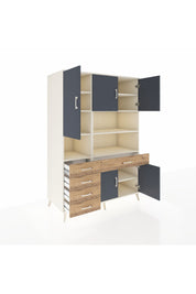 Kronos Dolap 9 Raflı 5 Çekmeceli 5 Kapaklı 132x59x195 Aytaşı-Antrasit/Çam