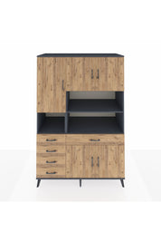 Kronos Dolap 9 Raflı 5 Çekmeceli 5 Kapaklı 132x59x195 Antrasit-Çam/Çam