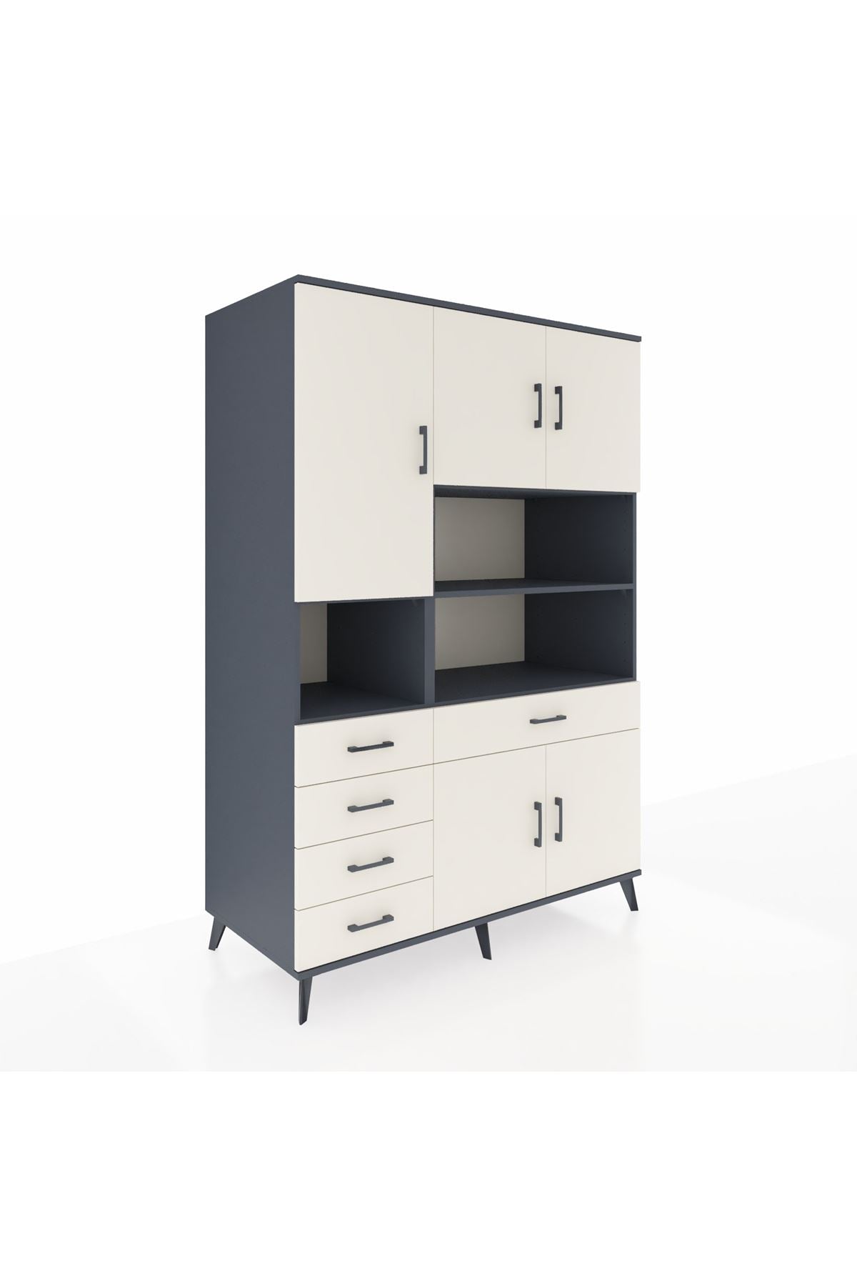 Kronos Dolap 9 Raflı 5 Çekmeceli 5 Kapaklı 132x59x195 Antrasit-Aytaşı/Aytaşı
